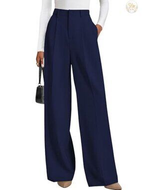 Wide Leg Palazzo Pants High Waisted Pleated Dress Pants with Pockets